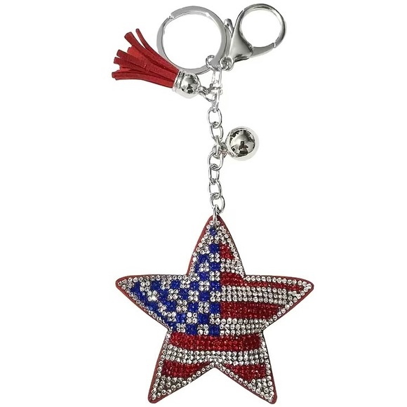 USA 🇺🇸STAR⭐️FLAG🇺🇸KEYCHAIN/PURSE CHARM - Picture 3 of 6